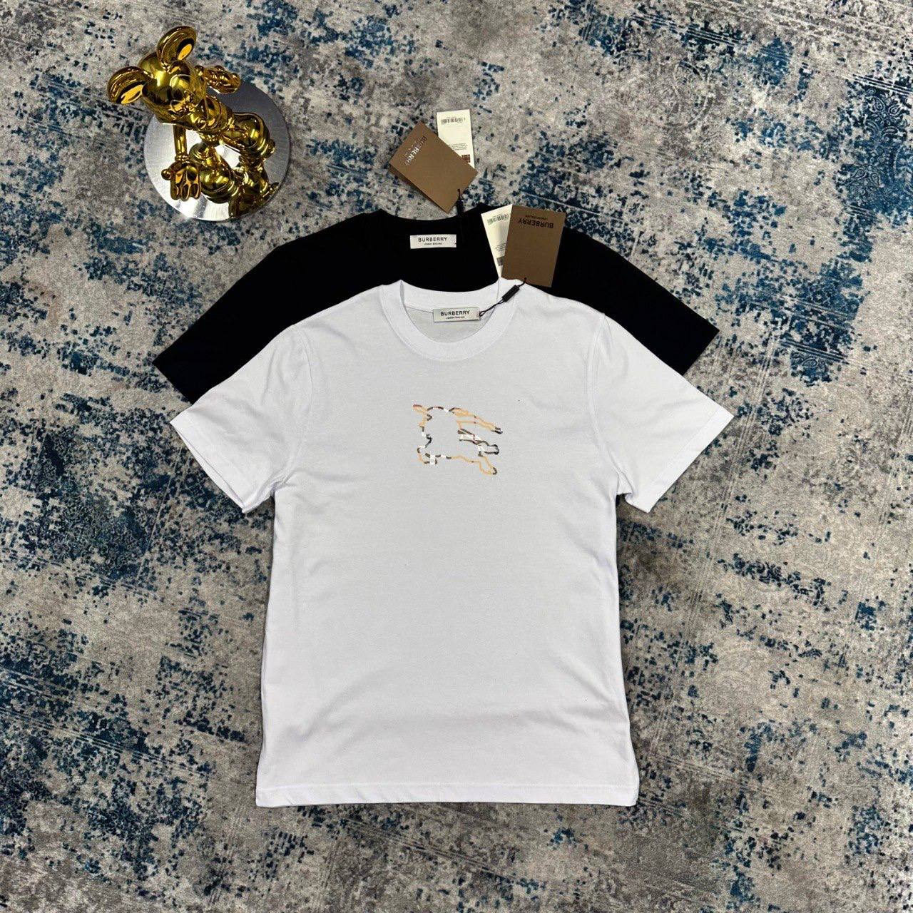 Burberry EKD Check Logo Slim-Fit Cotton Men's Women's T-Shirts in 2 Colors Reps Sale UK Best Quality AAA Replica