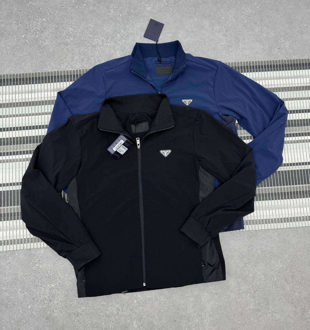 Prada Triangle Logo Zip Up Jacket Men's Women's in 2 Colors Reps Sale UK Best Quality AAA Replica