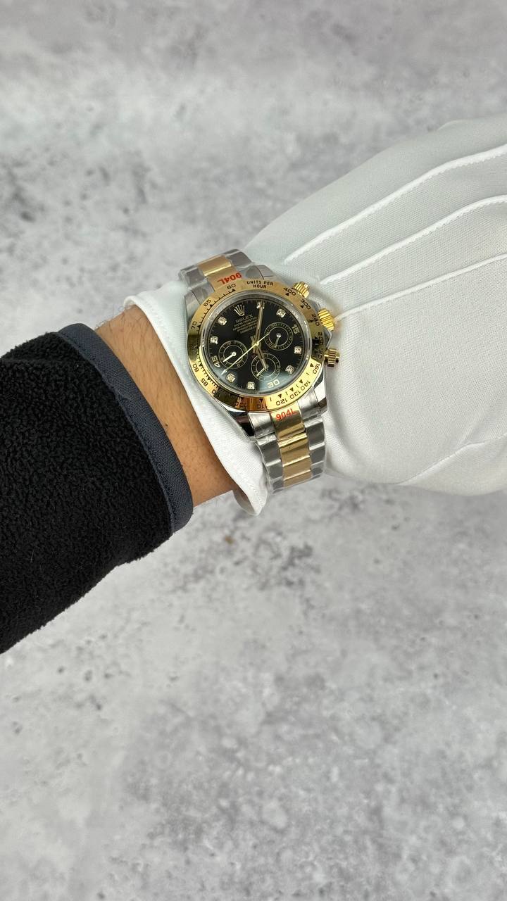 Rolex Daytona 116523 Black Diamonds Dial Two-Tone Bracelet Men's Watch Reps Sale UK Best Quality AAA Replica