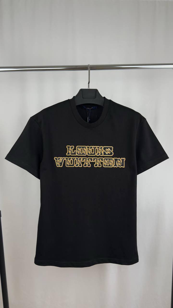 Louis Vuitton Embellished Signature Cotton T-Shirts Men's Women's in 2 Colors Reps Sale UK Best Quality AAA Replica