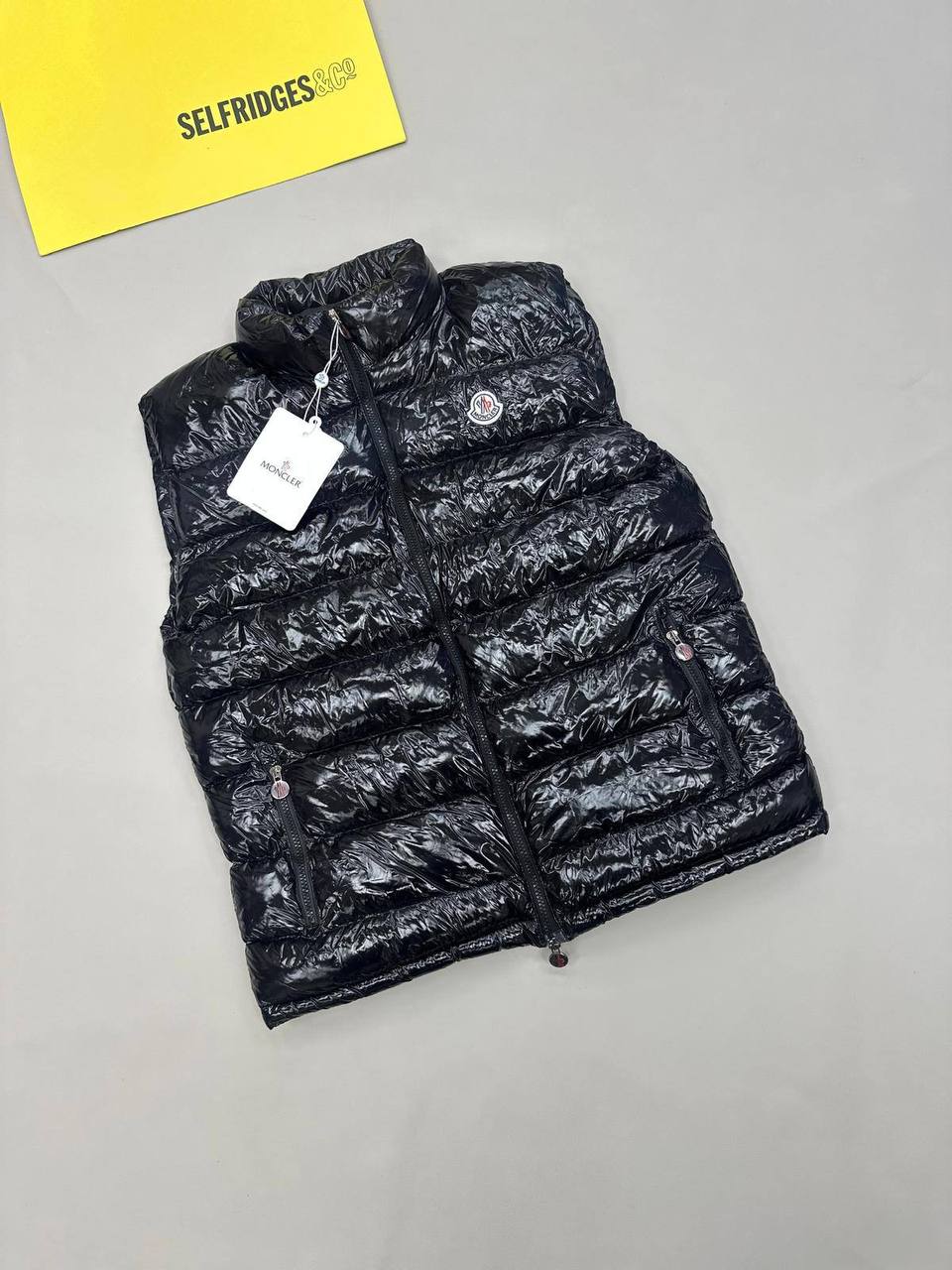 Moncler Tibb Logo-Patch Padded Gilet in Black Mens Womens Reps Sale UK Best Quality AAA Replica
