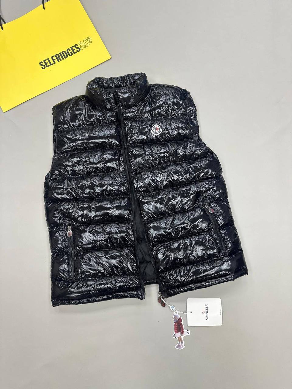 Moncler Tibb Logo-Patch Padded Gilet in Black Mens Womens Reps Sale UK Best Quality AAA Replica