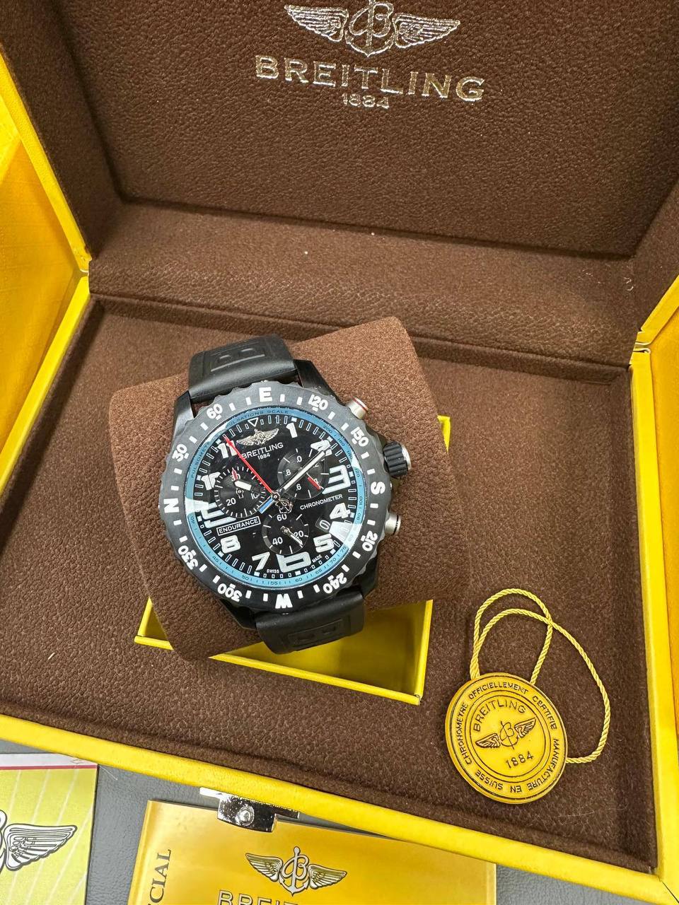 Breitling Endurance Pro 44mm Men's Watch with a Black Dial and a Blue Rubber Strap UK Replica AAA Quality Best Reps