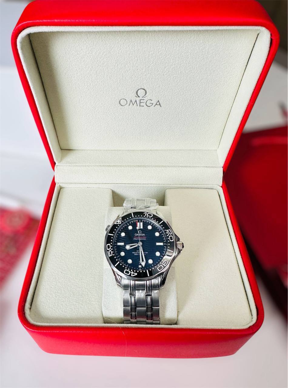 Omega Seamaster Diver 300M Co-Axial Master Chronometer 42 mm Men's Watch with Blue Ceramic Dial and Bezel on Stainless Steel Bracelet Reps UK Best Quality Reps AAA Replica