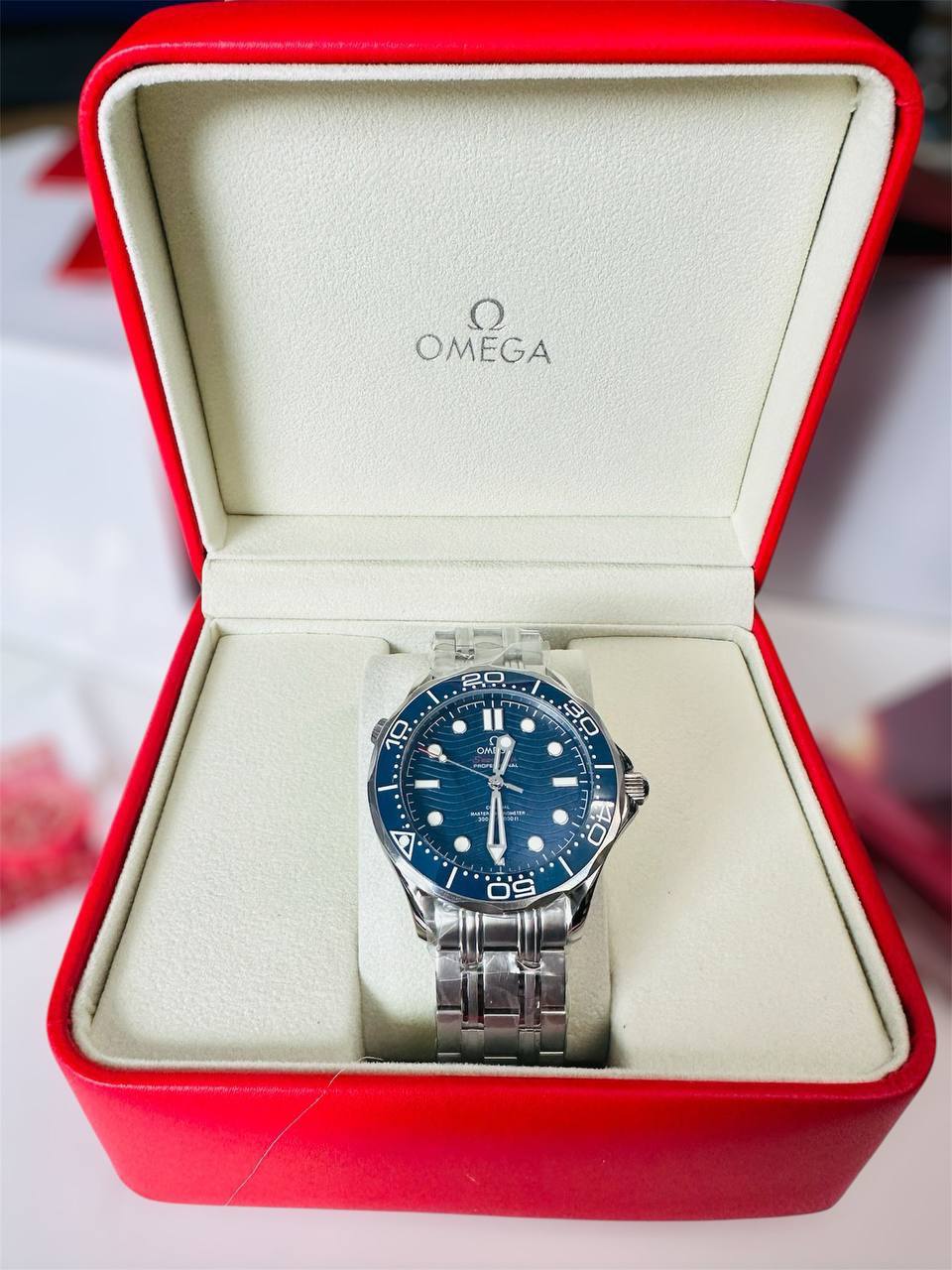 Omega Seamaster Diver 300M 42 mm Men's Watch with Blue Ceramic Dial and Stainless Steel Bracelet UK Best Quality Reps AAA Replica