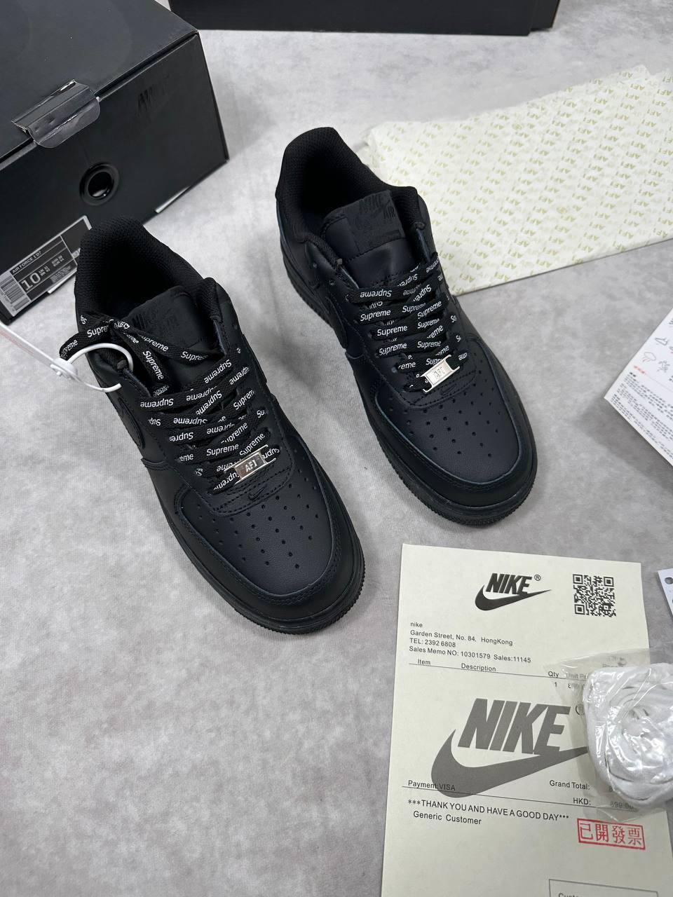 Nike Air Force 1 x Supreme CU9225-001 Black Sneakers Men's Reps UK Best Quality AAA Replica