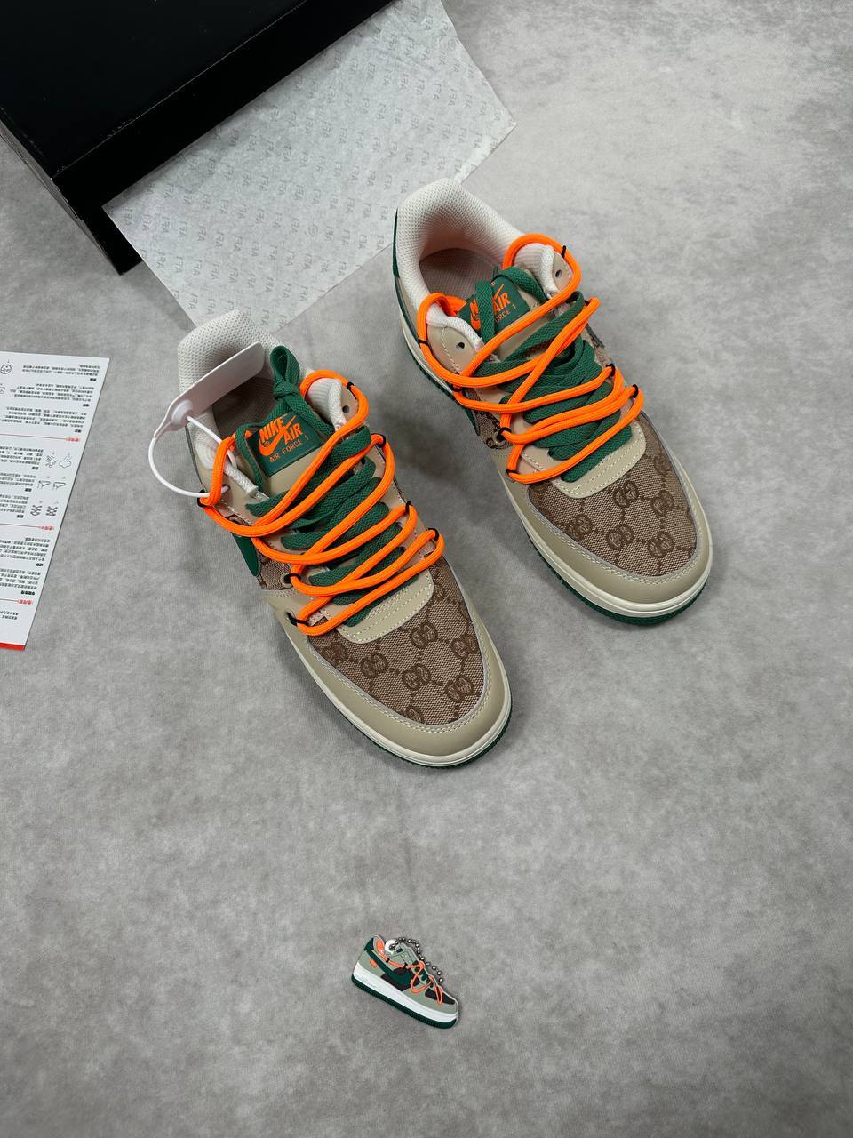The Nike x Gucci Air Force 1 Beige/Green Sneakers Men's Reps UK Best Quality AAA Replica