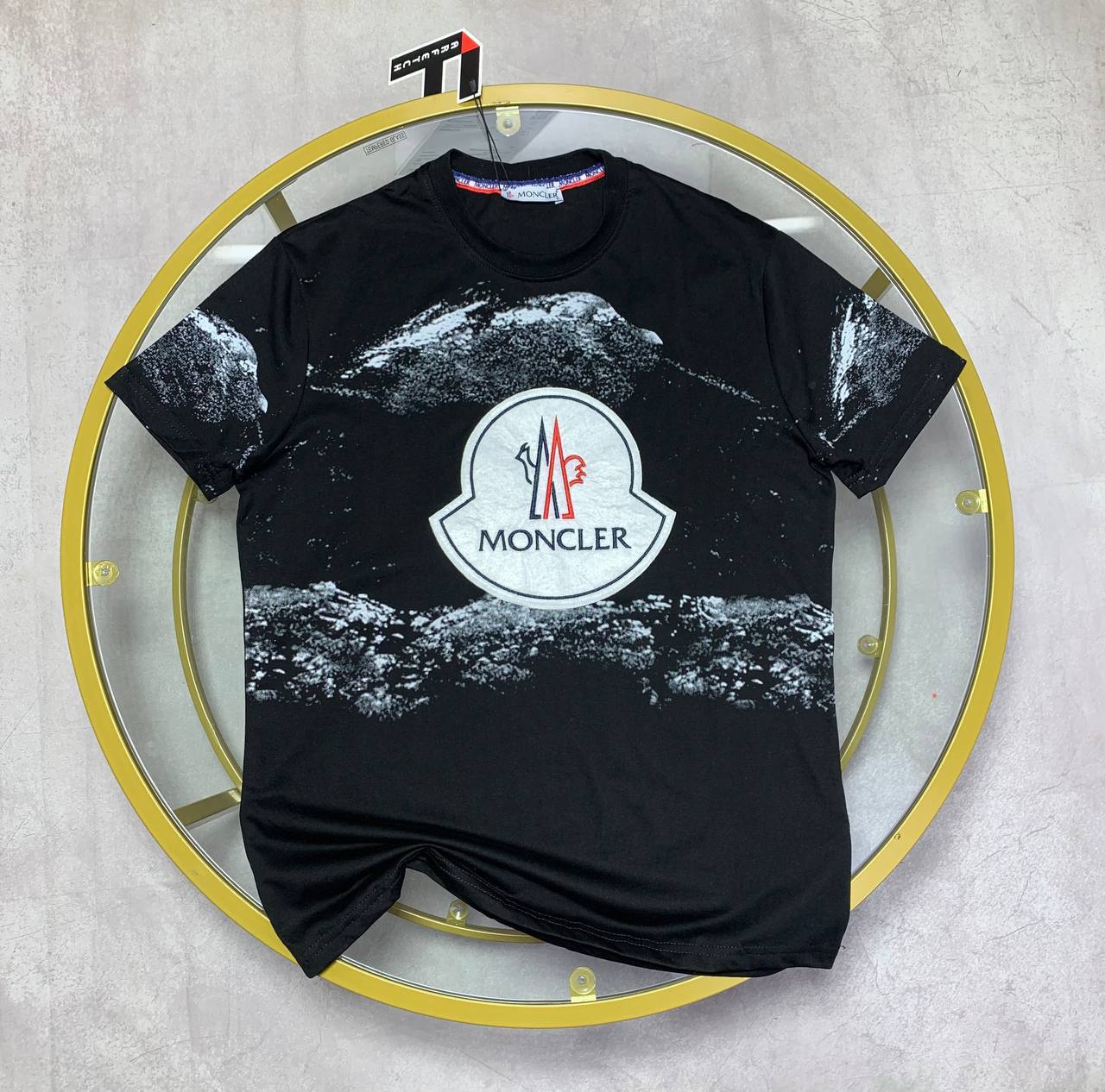 Moncler Mountain Print Brand's Iconic Logo Short-Sleeve T-shirt Men's Women's in 2 Colors Reps UK Best Quality Sale AAA Replica