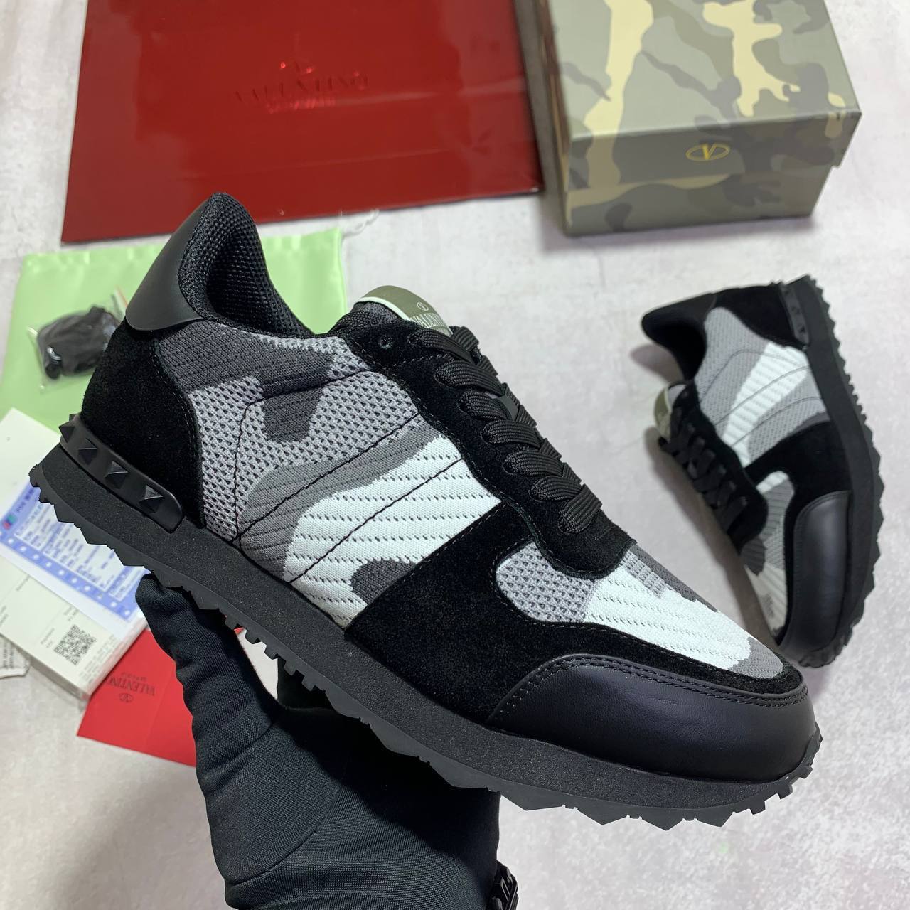 Valentino Garavani Rockrunner Black Camouflage Sneaker Men's Reps UK Best Quality AAA Replica