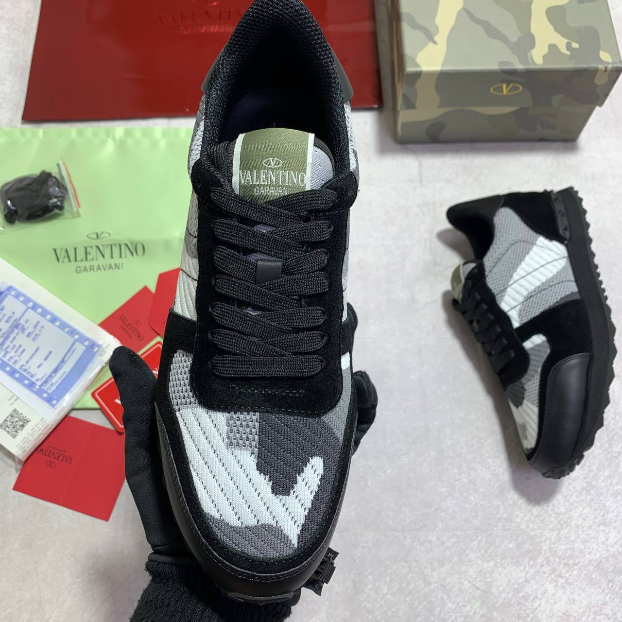 Valentino Garavani Rockrunner Black Camouflage Sneaker Men's Reps UK Best Quality AAA Replica