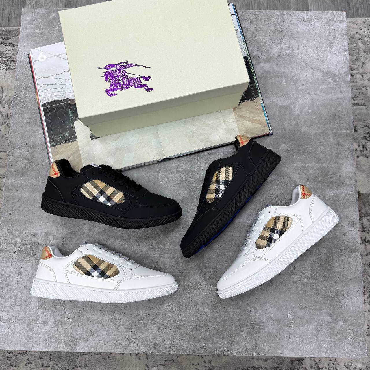 Burberry Leather and Check Terrace Sneakers in 2 Colors Men's Reps Sale UK Best Quality AAA Replica