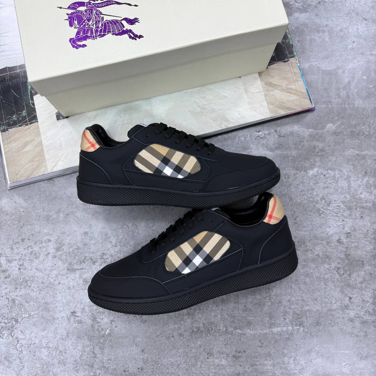Burberry Leather and Check Terrace Sneakers in 2 Colors Men's Reps Sale UK Best Quality AAA Replica