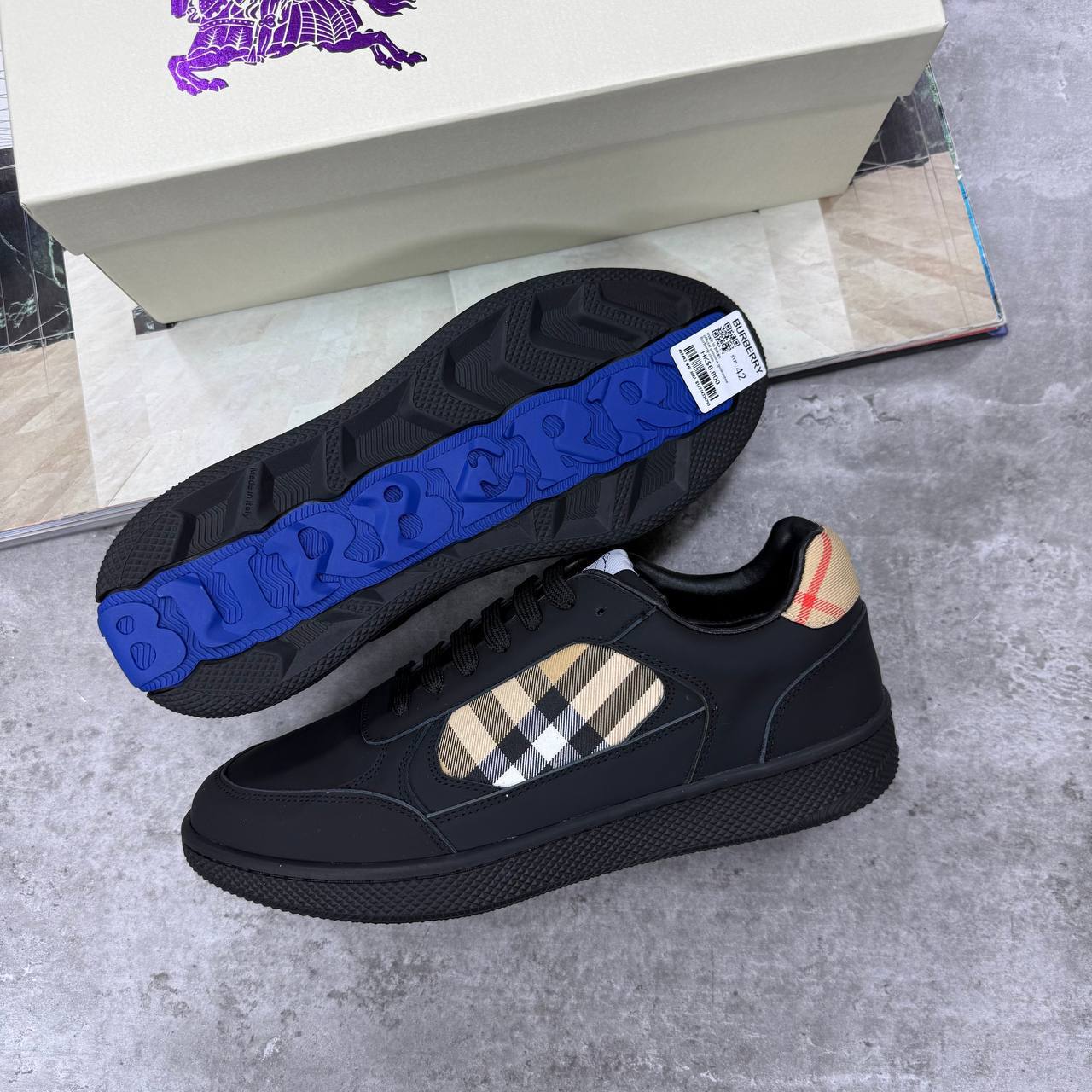 Burberry Leather and Check Terrace Sneakers in 2 Colors Men's Reps Sale UK Best Quality AAA Replica