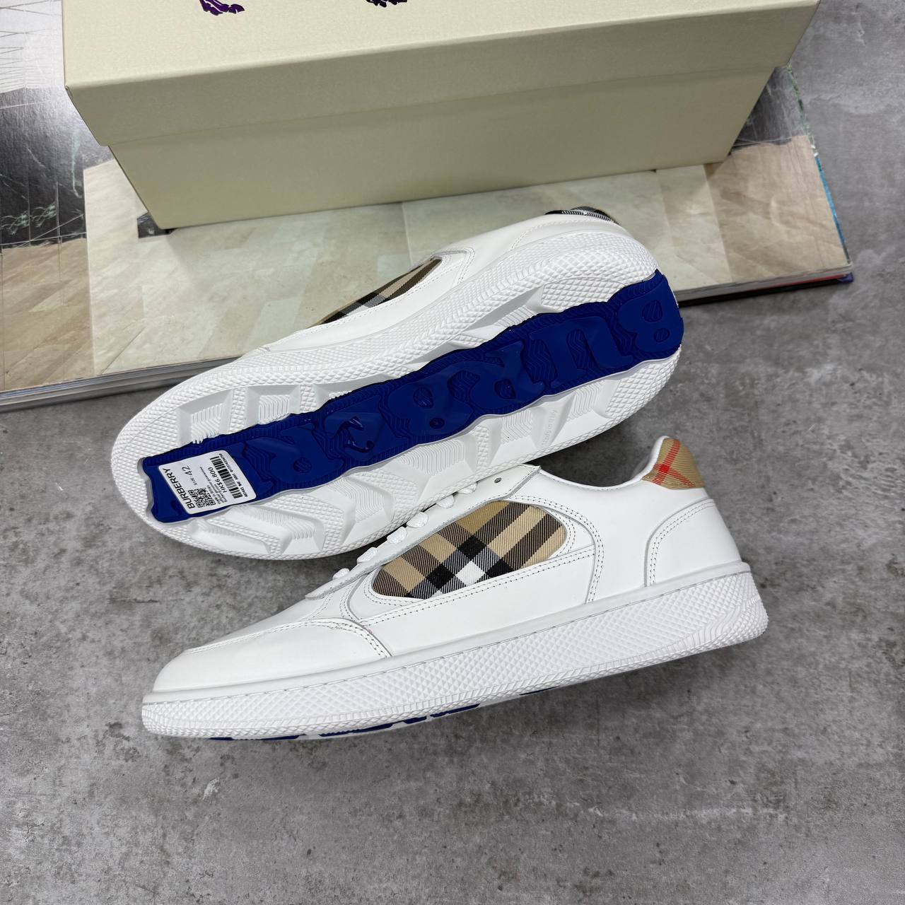 Burberry Leather and Check Terrace Sneakers in 2 Colors Men's Reps Sale UK Best Quality AAA Replica