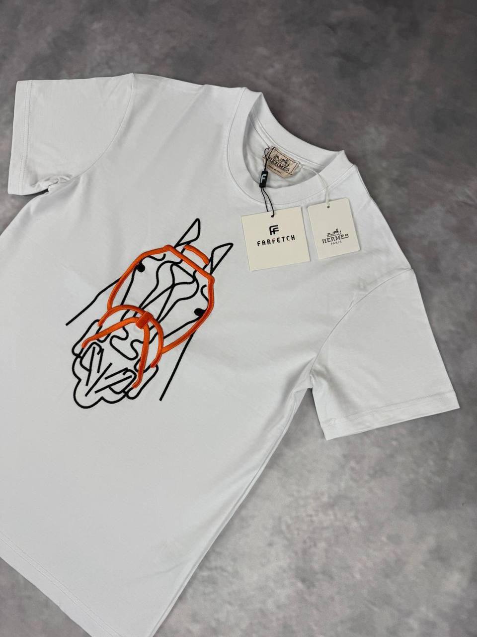 Hermes Horse's Head Patch Crewneck Men's Women's T-Shirts in 2 Colors Reps Sale UK Best Quality AAA Replica