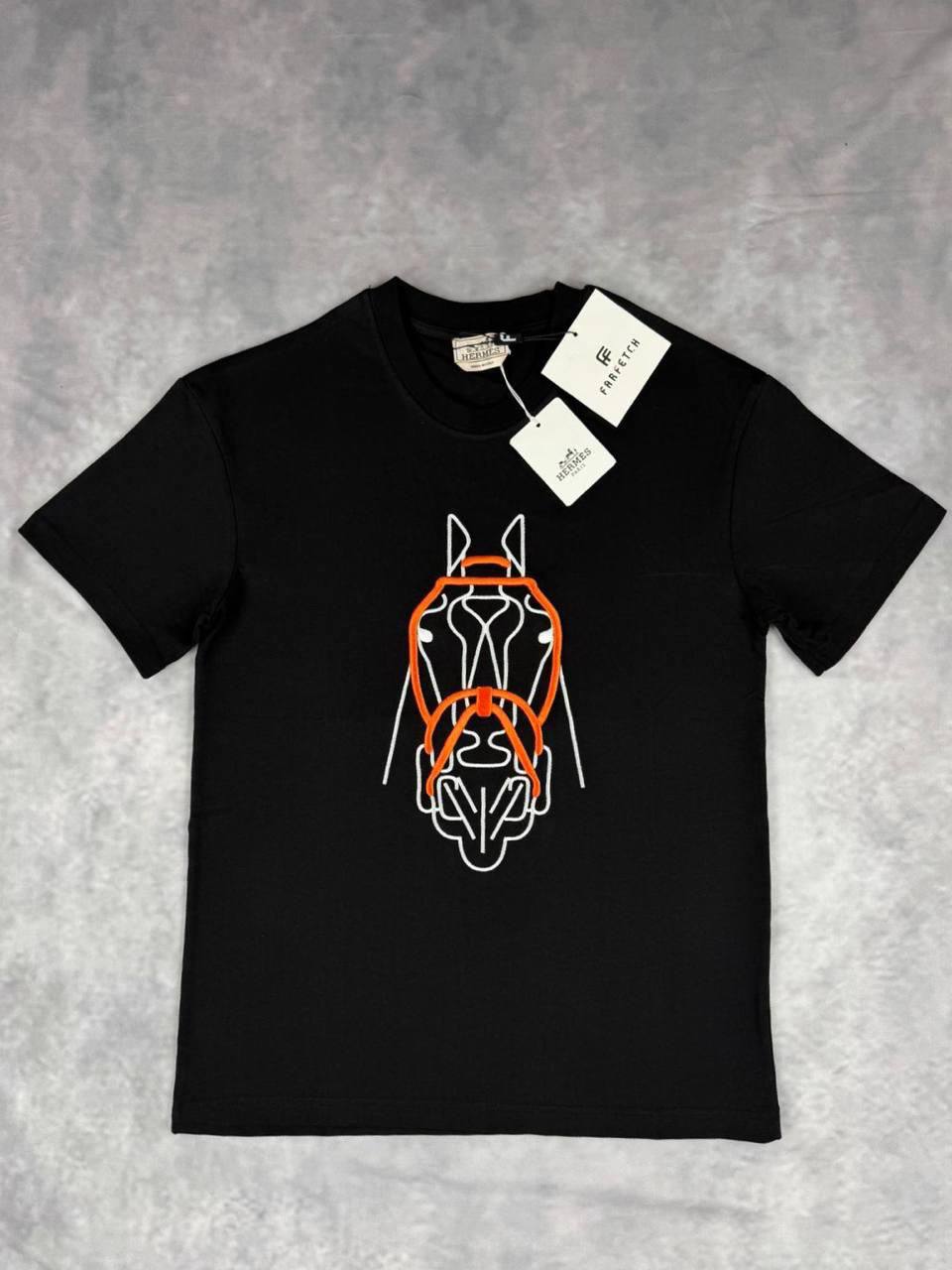 Hermes Horse's Head Patch Crewneck Men's Women's T-Shirts in 2 Colors Reps Sale UK Best Quality AAA Replica