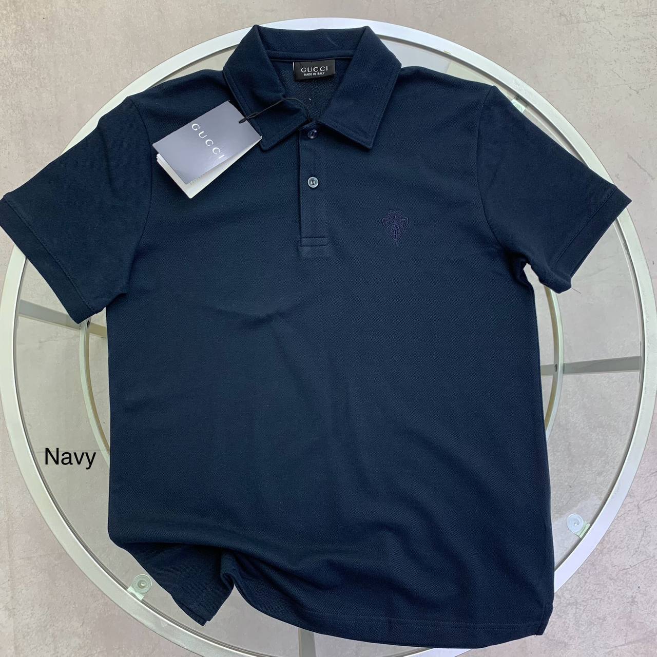 Gucci Men's Tonal Crest Embroidered Cotton Pique Polo Shirt in Different Colors Reps Sale UK Sale Best Quality AAA Replica