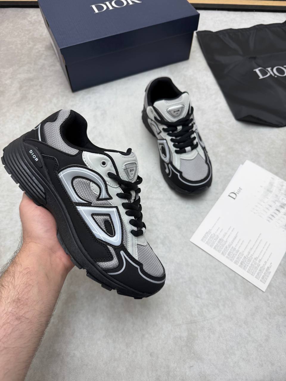 Dior B30 Men's Technical Mesh Sneakers in Grey / Black Colorway Sneakers Men's Trainers Reps Sale UK Best Quality AAA Replica