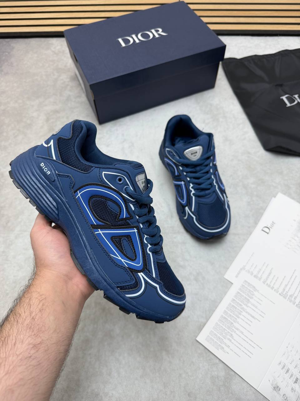 Dior B30 Men's Technical Mesh Sneakers in Navy Blue Colour Men's Trainers Reps Sale UK Best Quality AAA Replica