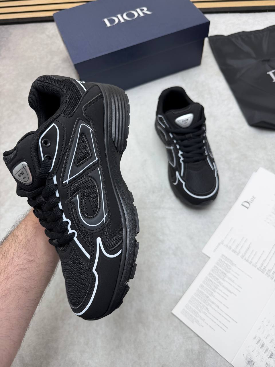 Dior B30 Men's Technical Mesh Triple Black Colorway Sneakers Men's Trainers Reps Sale UK Best Quality AAA Replica