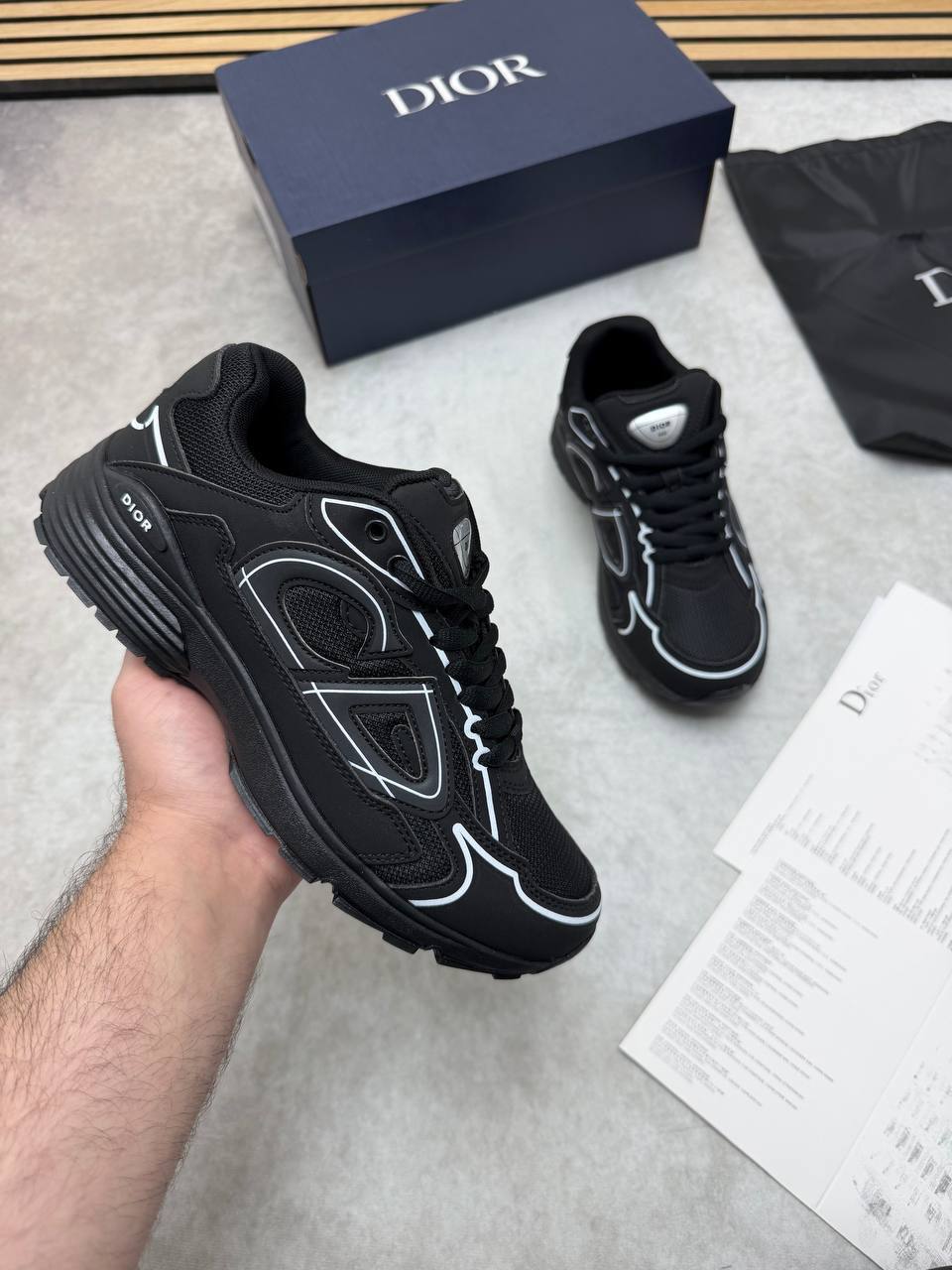 Dior B30 Men's Technical Mesh Triple Black Colorway Sneakers Men's Trainers Reps Sale UK Best Quality AAA Replica