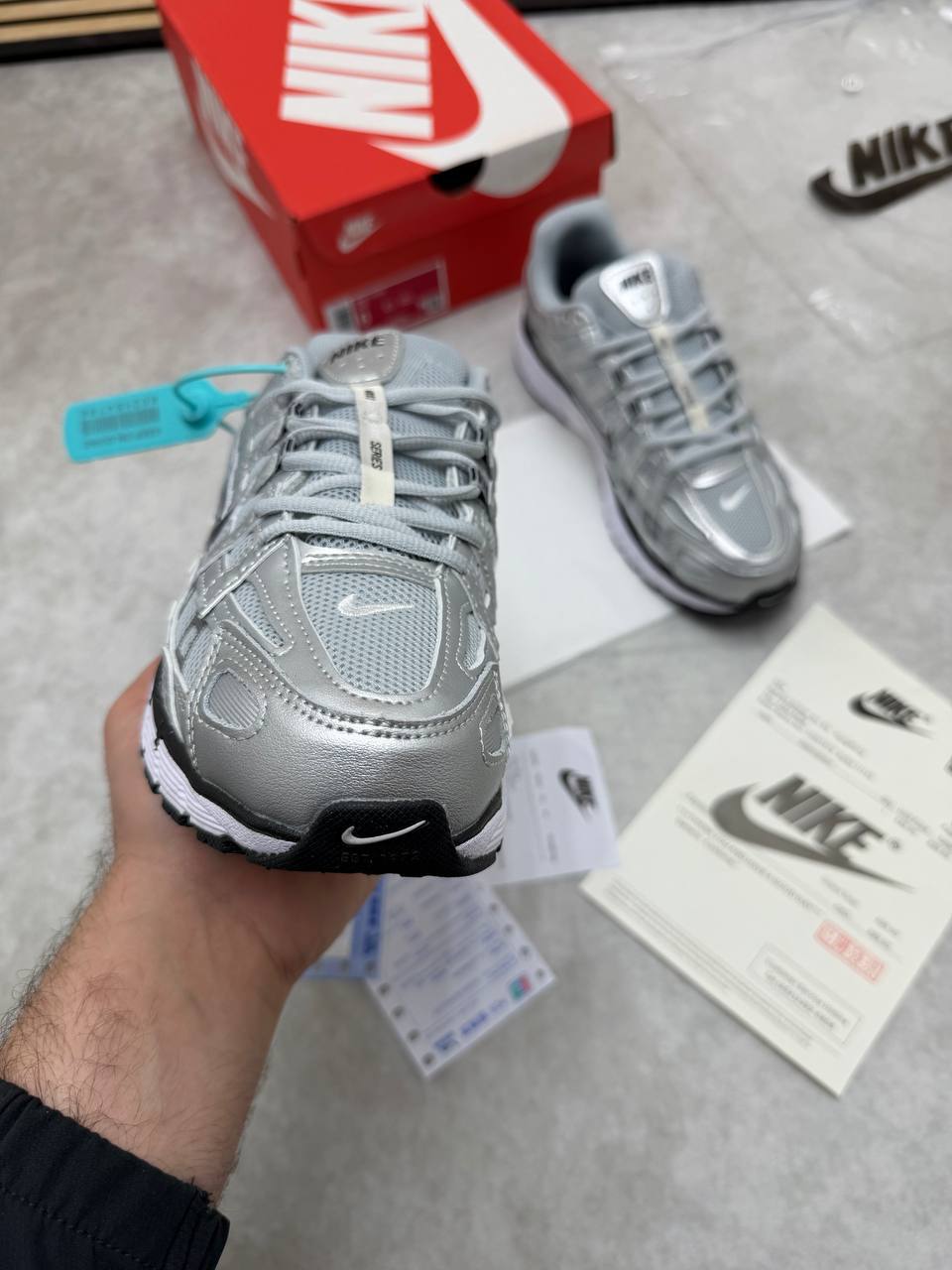 Nike P-6000 Retro Running Shoes in Metallic Silver Colorway CN0149-001 Trainers Men's Reps Sale UK Best Quality Replica