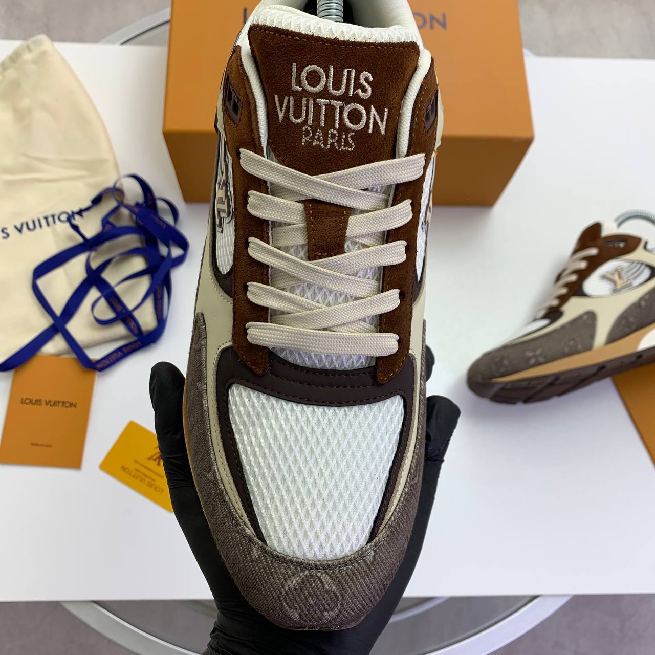 Louis Vuitton Run Away Trainers in Mocha Monogram Canvas "1ACVE4" Trainers Reps Sale UK Best Quality AAA Replica