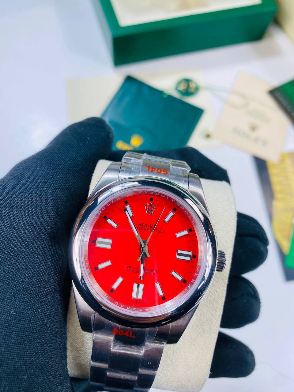 Rolex Oyster Perpetual 124300 Men's Watch Coral Red Dial Reps Sale UK Best Quality AAA Replica