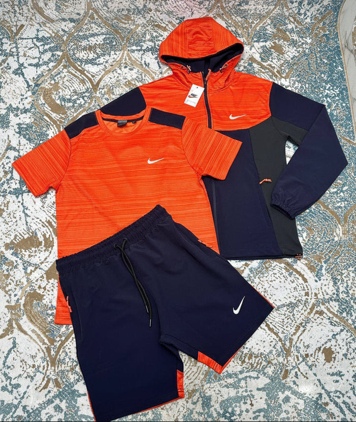 Nike Dri-FIT Textured Training Tracksuit Set in Orange/Navy Blue/Dark Grey Men's Reps Sale UK Best Quality AAA Replica