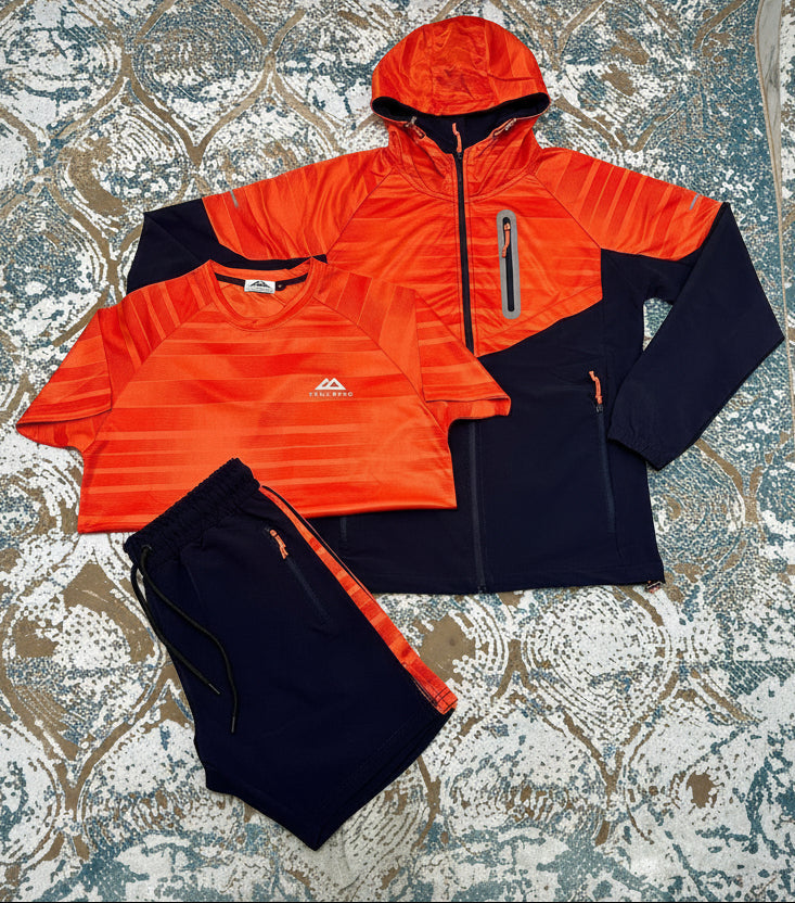 Trailberg Textured Training Tracksuit Set Orange/Navy Blue Men's Reps Sale UK Best Quality AAA Replica