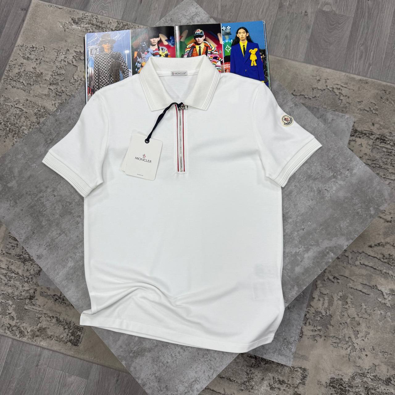 Moncler Men's Tricolour Half-Zip Cotton Piqué Polo Shirt in Different Colors Reps UK Best Sale Quality AAA Replica