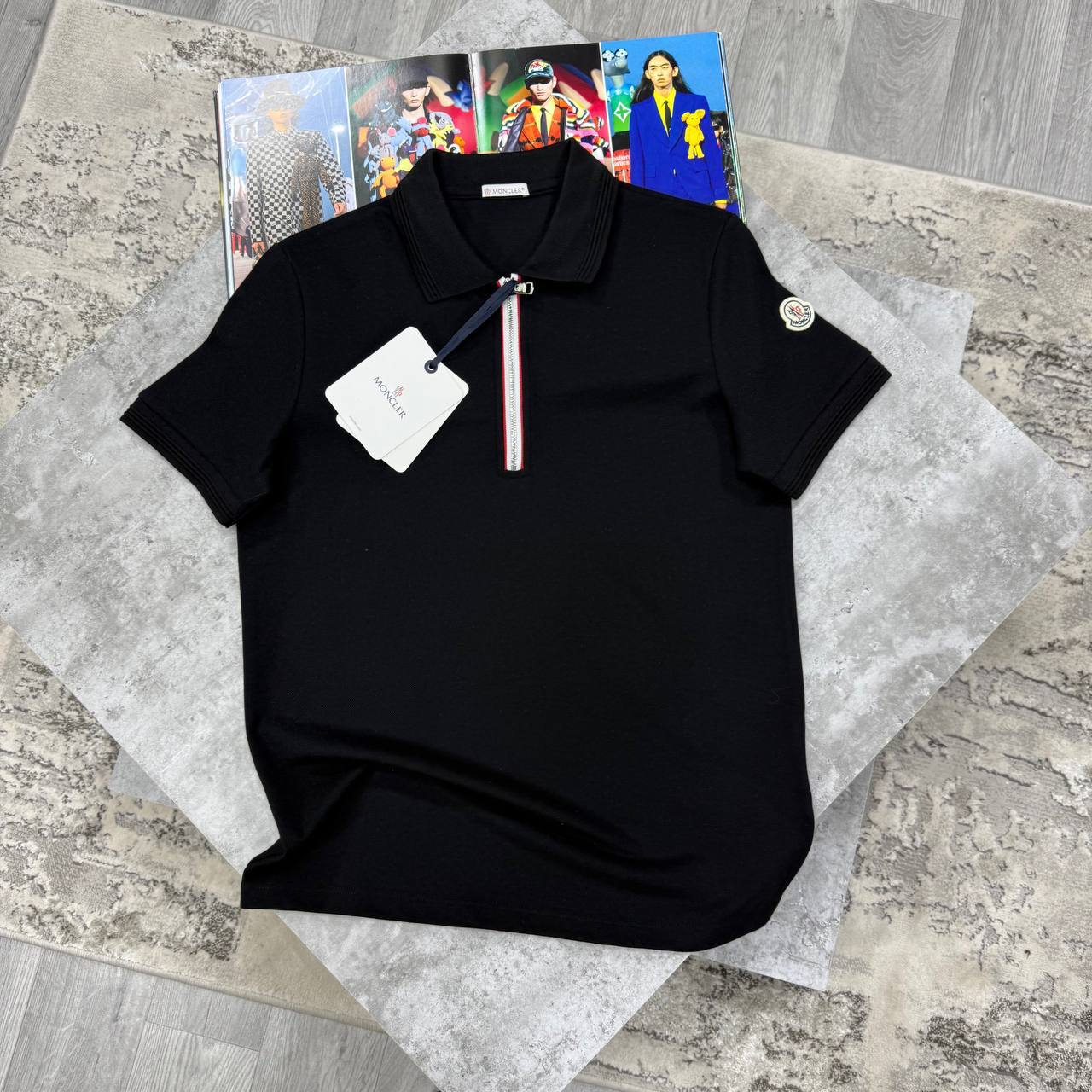 Moncler Men's Tricolour Half-Zip Cotton Piqué Polo Shirt in Different Colors Reps UK Best Sale Quality AAA Replica