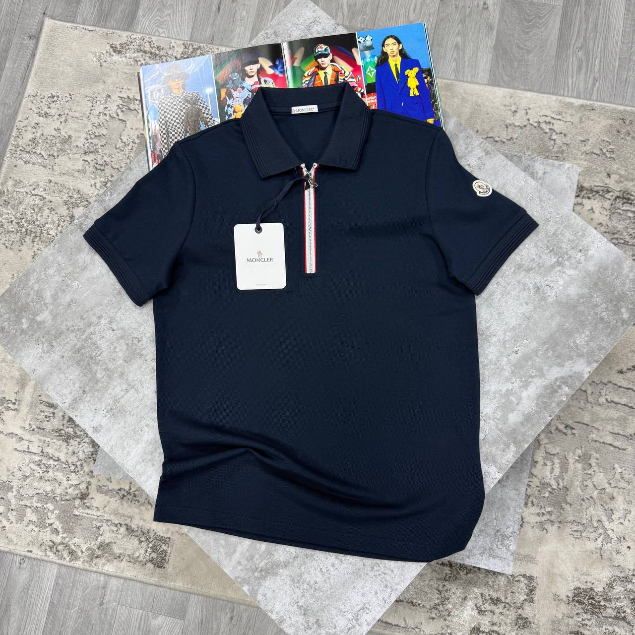 Moncler Men's Tricolour Half-Zip Cotton Piqué Polo Shirt in Different Colors Reps UK Best Sale Quality AAA Replica