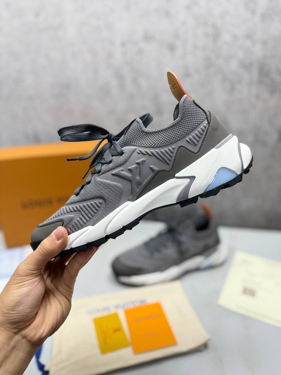 Louis Vuitton Tatic Knit Trainers in Luxury Grey "1AILJI" Trainers Men's Reps Sale UK Best Quality AAA Replica