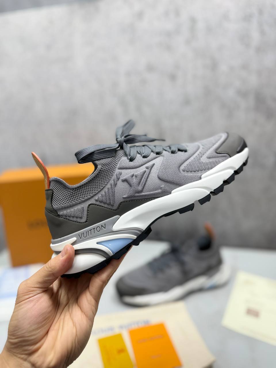 Louis Vuitton Tatic Knit Trainers in Luxury Grey "1AILJI" Trainers Men's Reps Sale UK Best Quality AAA Replica