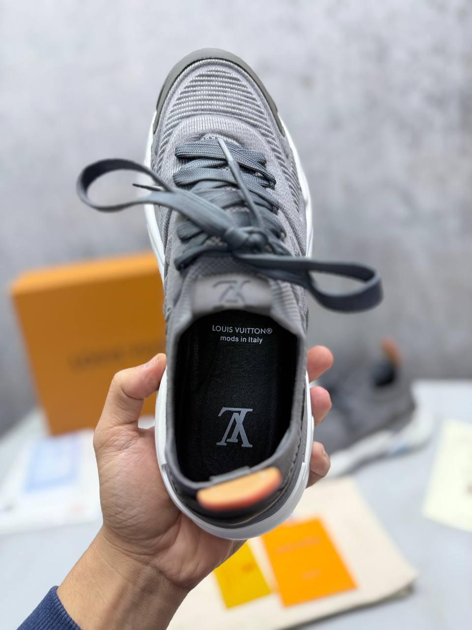 Louis Vuitton Tatic Knit Trainers in Luxury Grey "1AILJI" Trainers Men's Reps Sale UK Best Quality AAA Replica
