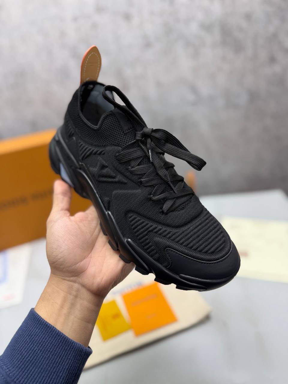Louis Vuitton Tatic Knit Trainers in Luxury Black "1AINL5" Trainers Men's Reps Sale UK Best Quality AAA Replica