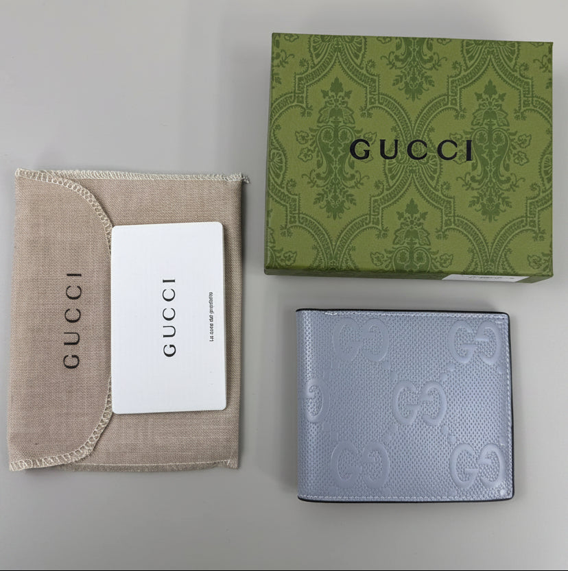 Gucci Light Grey GG Embossed Leather Wallet Men's Reps Sale UK Best Quality AAA Replica
