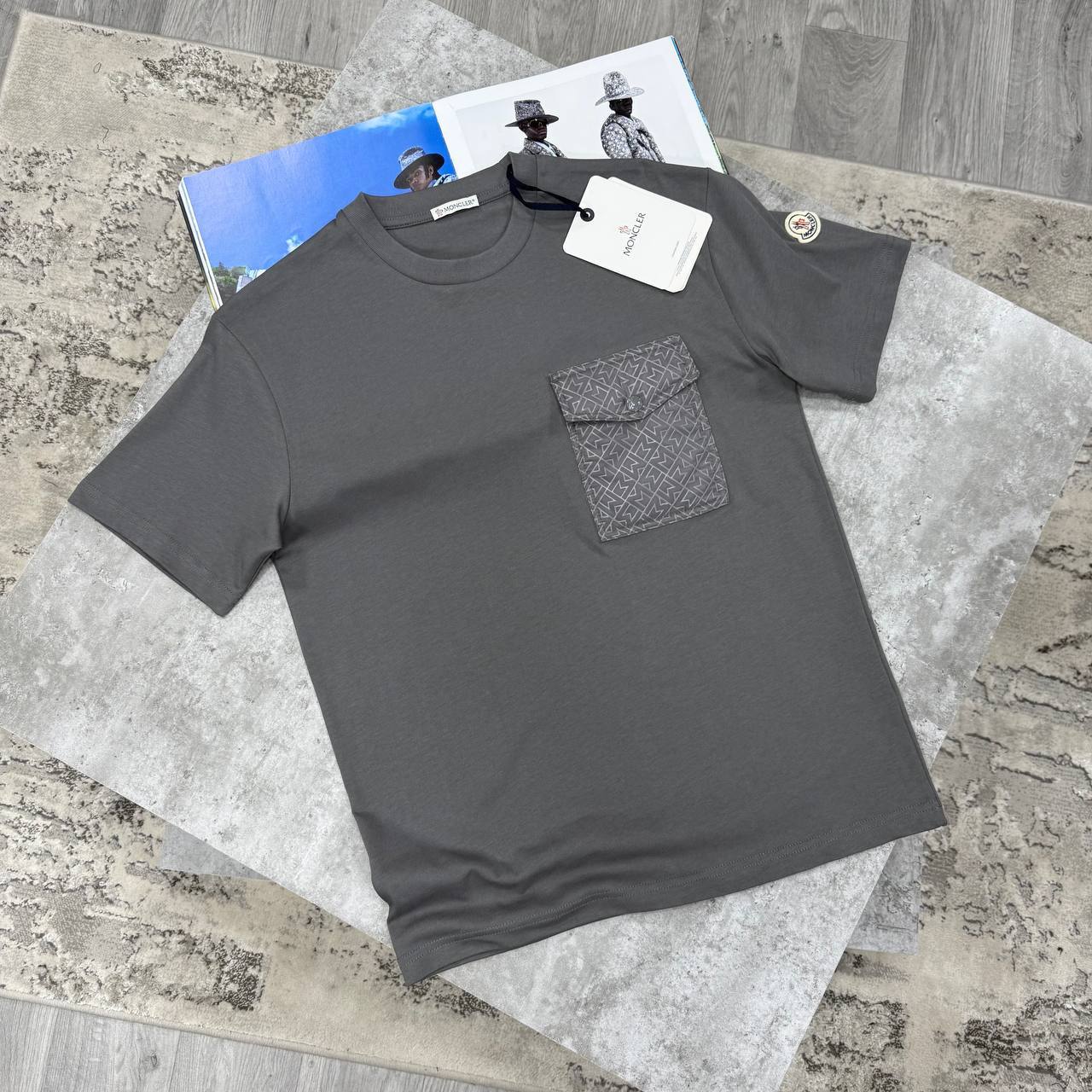 Moncler Monogram Pocket Cotton T-Shirt in Different Colour Men's Women's Reps Sale UK Best Quality Replica