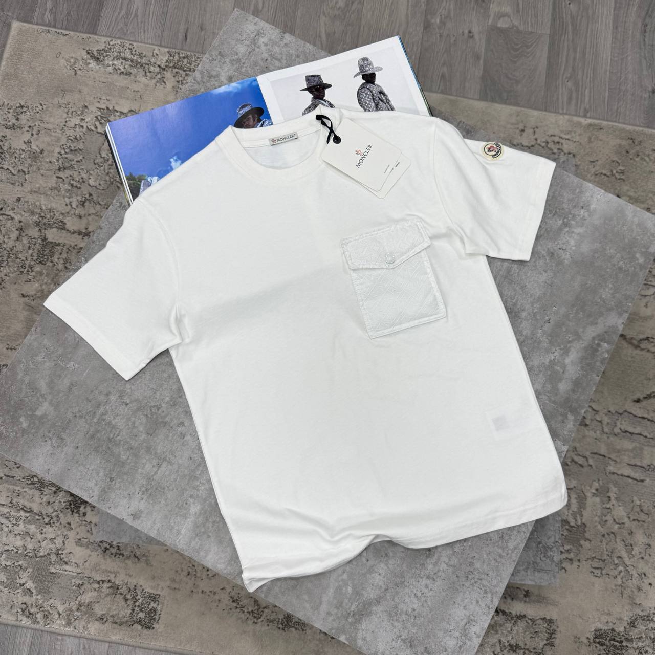 Moncler Monogram Pocket Cotton T-Shirt in Different Colour Men's Women's Reps Sale UK Best Quality Replica