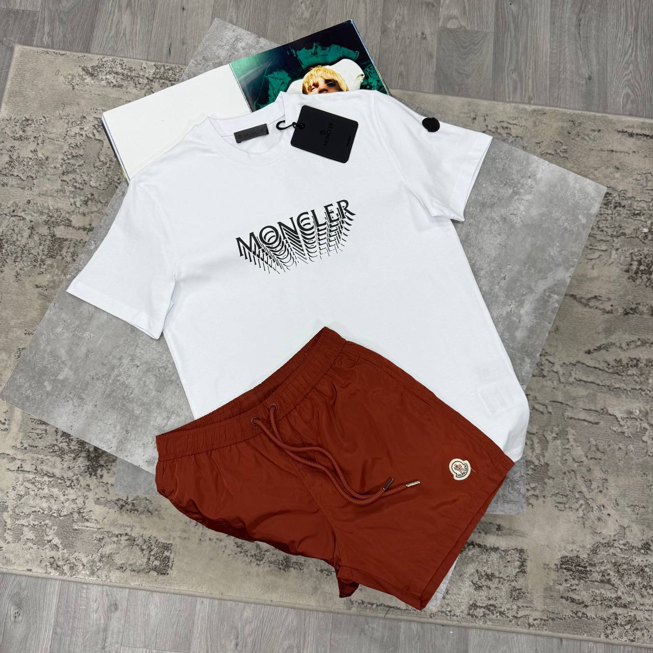 Moncler Optical Wave Graphic T-Shirts & Shorts Set in DIfferent Colour Men's Reps Sale UK Best Quality Replica