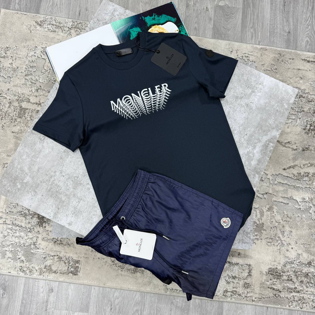 Moncler Optical Wave Graphic T-Shirts & Shorts Set in DIfferent Colour Men's Reps Sale UK Best Quality Replica