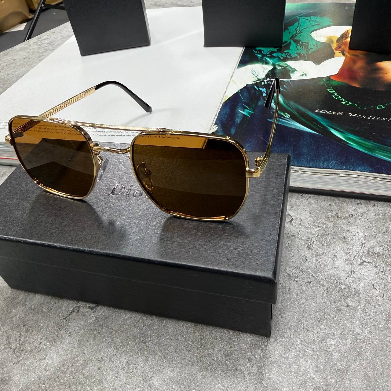 Christian Dior Men’s S17U Gold-Tone Sunglasses with Brown Lenses Men's Women's Reps Sale UK Best Quality AAA Replica
