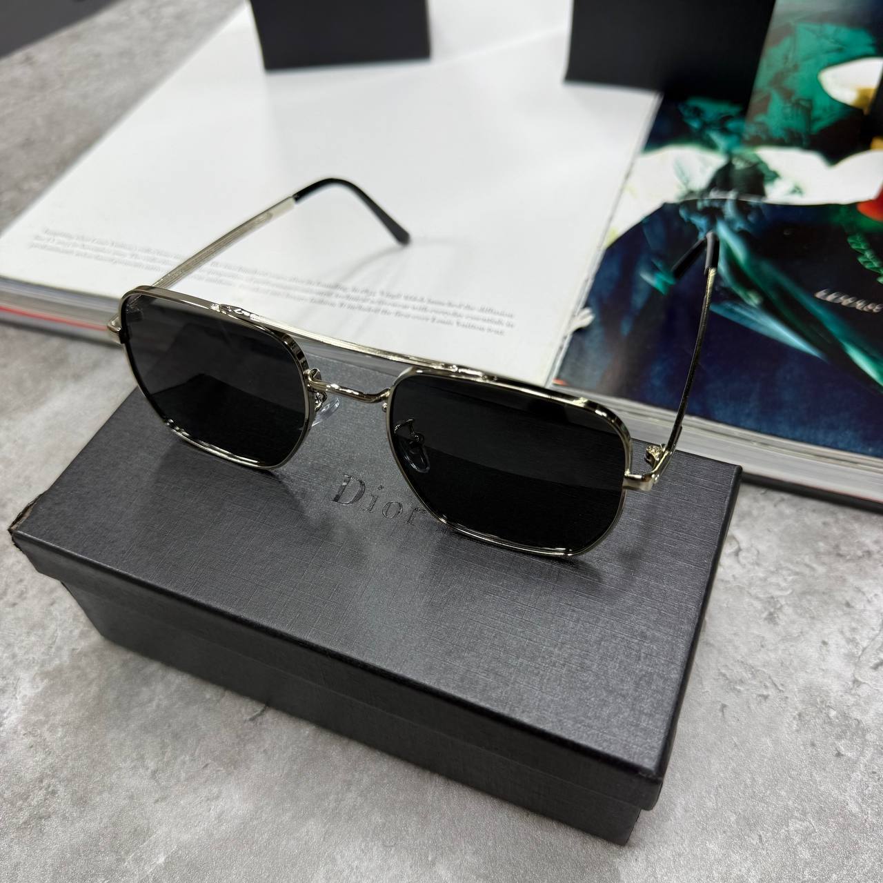 Christian Dior Black Suit S17U Double Bridge Rectangular Metal Frame Sunglasses Men's Women's Reps Sale UK Best Quality AAA Replica