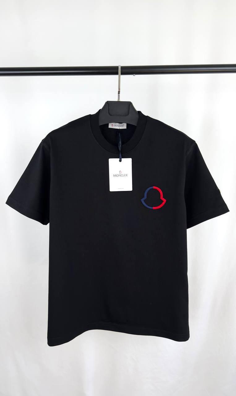 Moncler Cotton Embroidered Tricolour Logo Crewneck Terry T-shirt Men's Women's in 2 Colors Reps UK Best Quality Sale AAA Replica