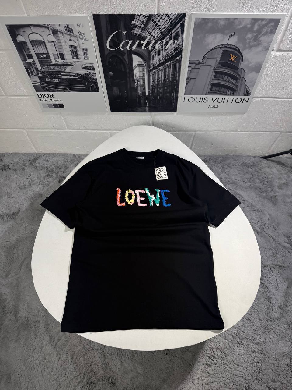 Loewe Multicolored Rainbow Logo-Embroidered Cotton T-shirts Men's Women's in 2 Colors Reps UK Best Quality AAA Replica