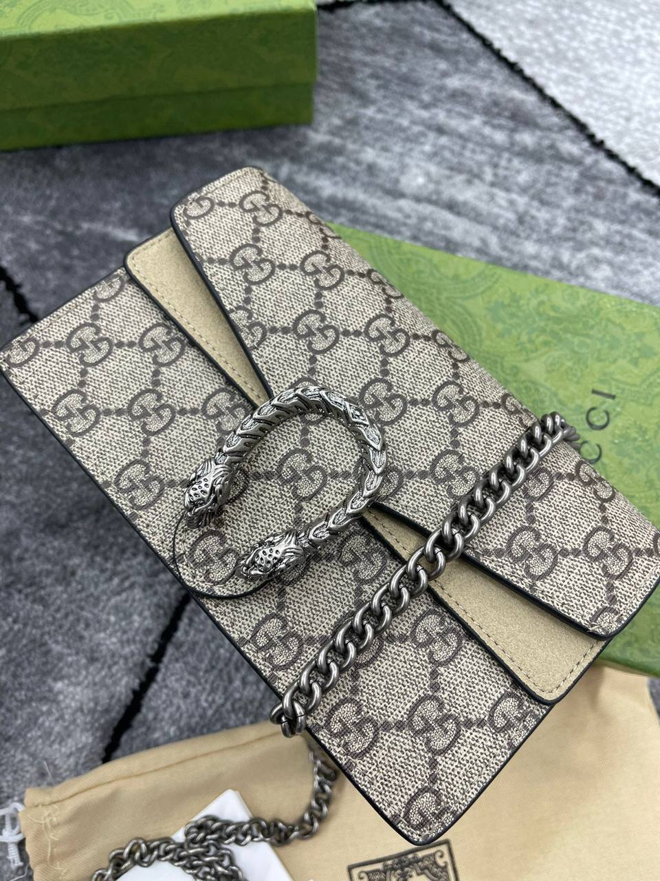 Gucci Dionysus Classic GG Supreme Canvas Shoulder Bag Women's in Beige Reps Best Quality AAA Replica