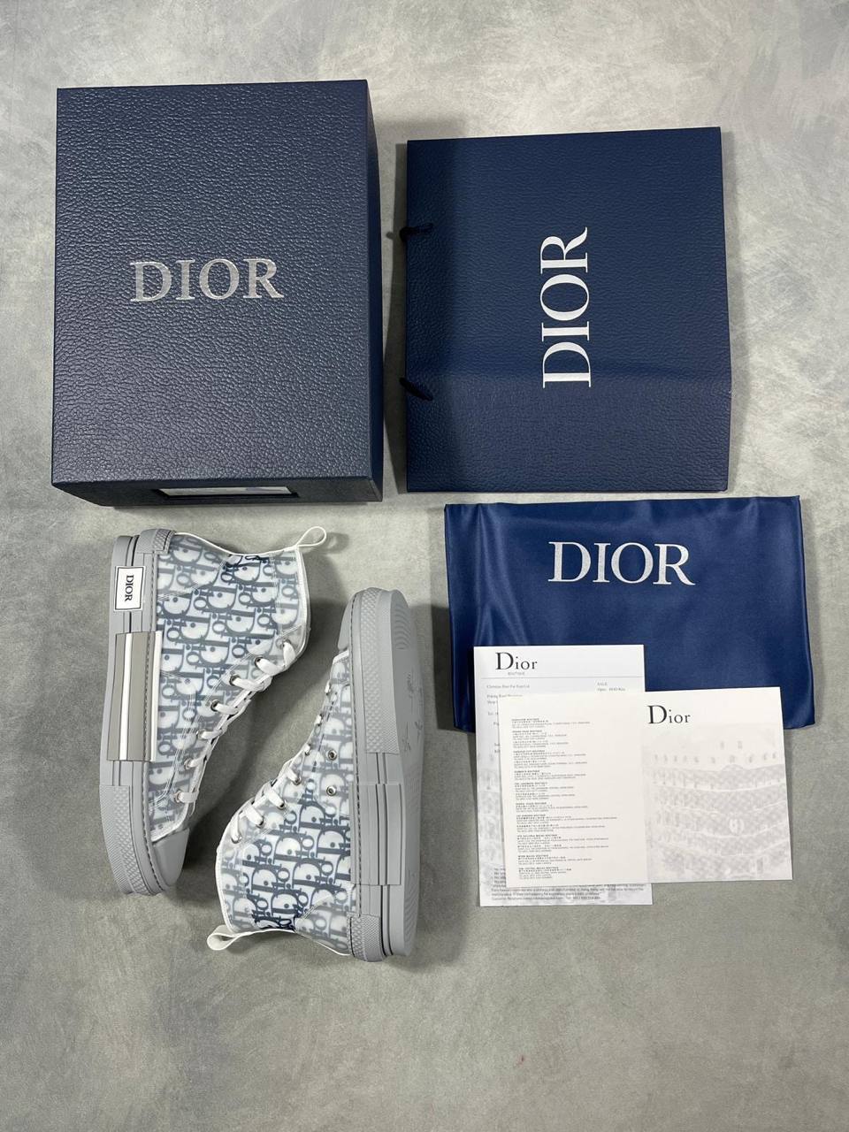 Dior B23 Gray Dior Oblique Canvas High-Top Sneakers Men's Reps Sale UK Best Quality AAA Replica