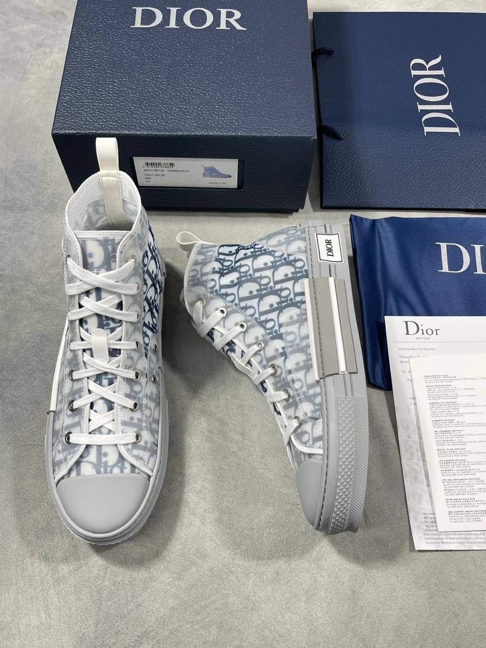 Dior B23 Gray Dior Oblique Canvas High-Top Sneakers Men's Reps Sale UK Best Quality AAA Replica