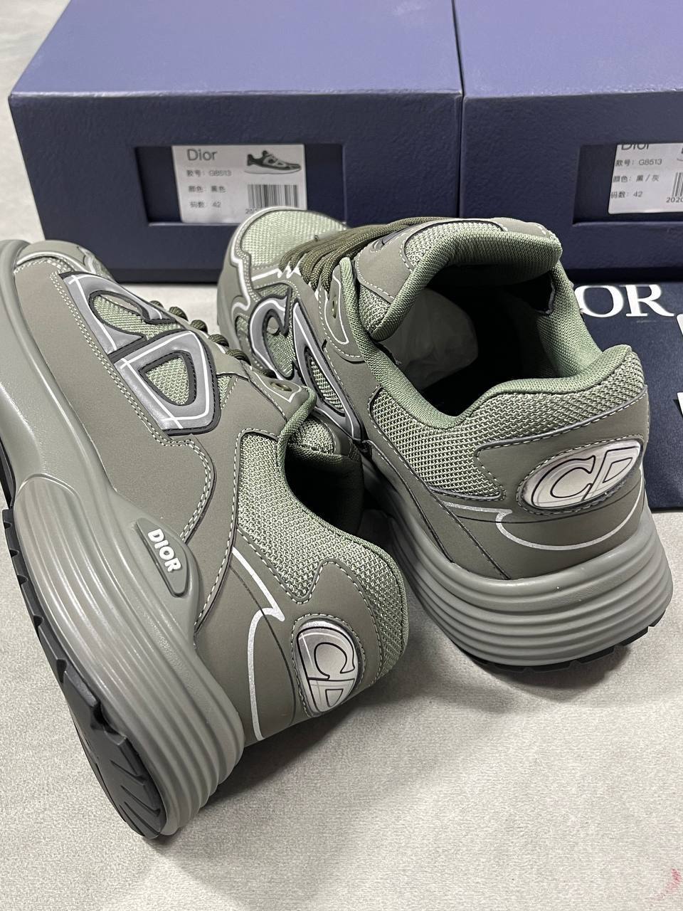 Dior B30 Microfiber Mesh Olive Men's Sneakers Reps UK Best Quality AAA Replica